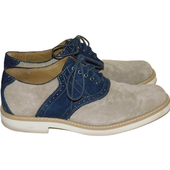 Hush Puppies Suede Leather Gray & Navy Oxfords Size 8M Men\'s Shoes
